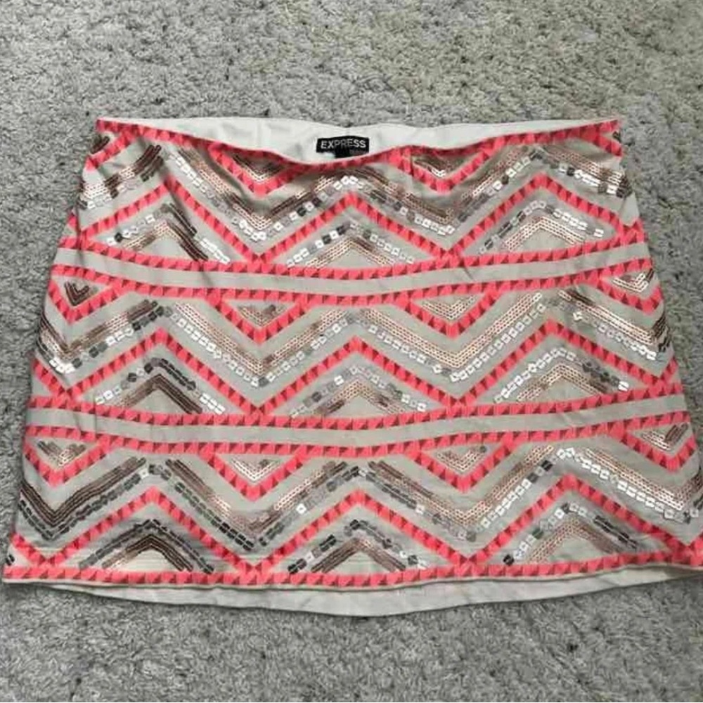 Express Aztec Sequin Skirt